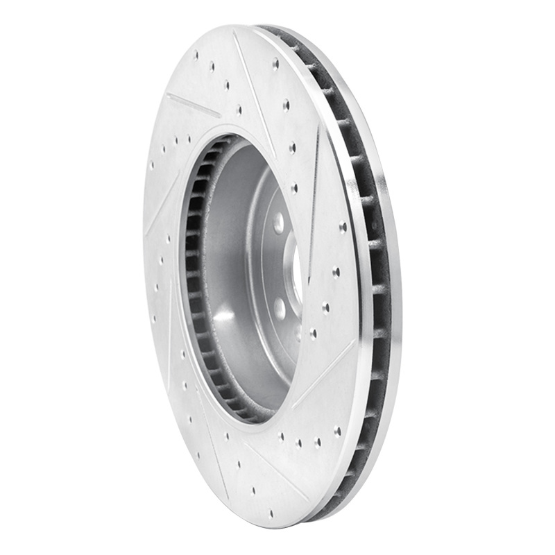 BMW 530E Brake Rotor (1) - Front Left - R1 Concepts - Drilled & Slotted - Silver - `17-`25